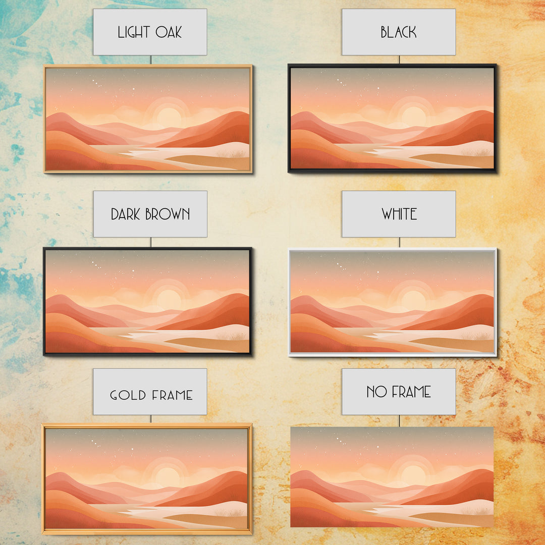 Warm Abstract Sunrise Landscape Wall Art, Desert Hills Canvas Print, Earth Tone Decor, Modern Living Room Above Sofa Art