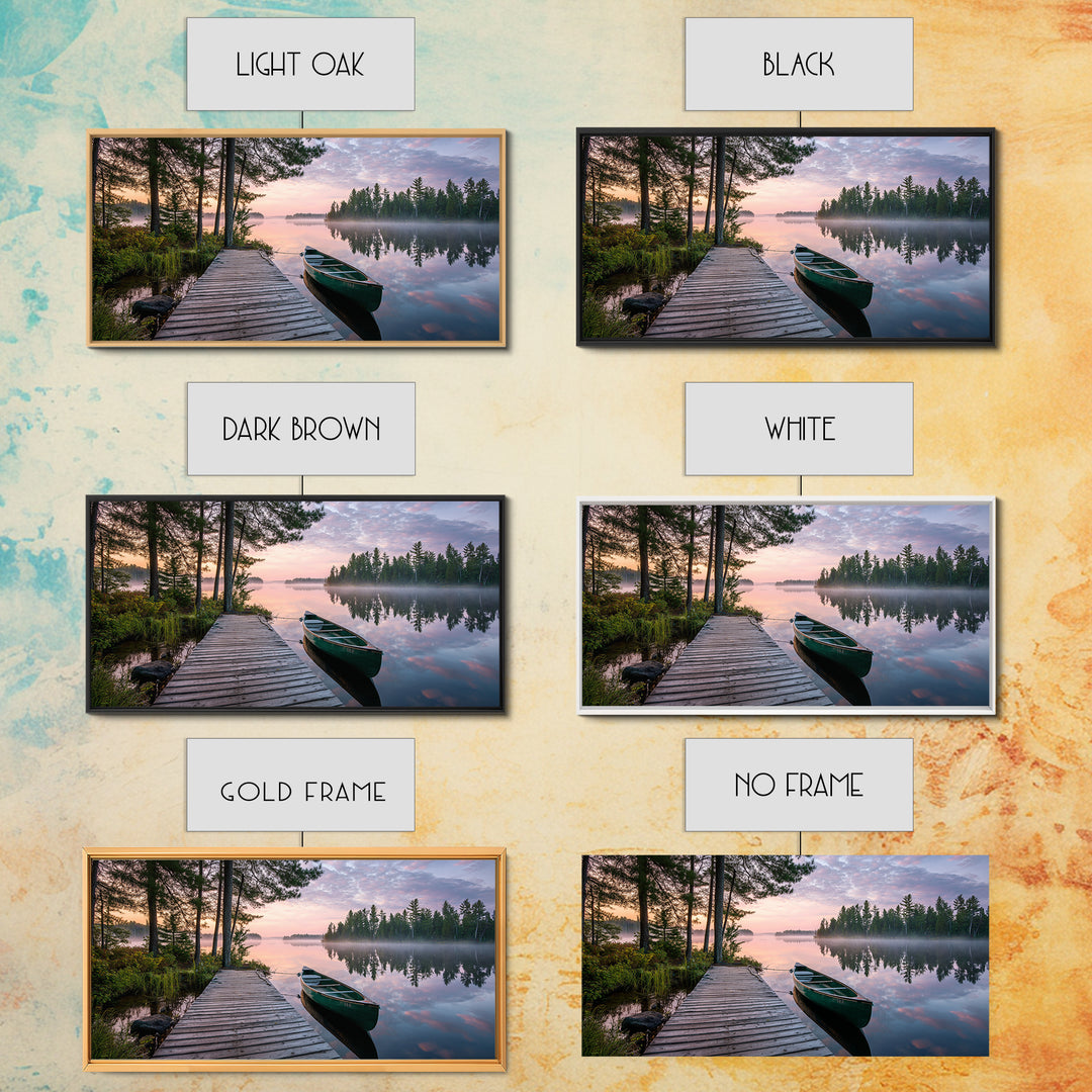 Tranquil Sunset Dock View With Lantern Framed Canvas Print Wall Art Coastal Home Decor Bedroom Wall Art