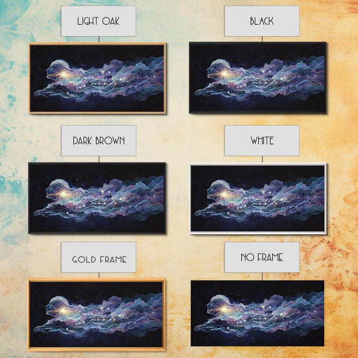 Abstract Celestial Cosmic Art Painting Wall Art Canvas Print Colorful Starry Night Decor Mystical Wall Art