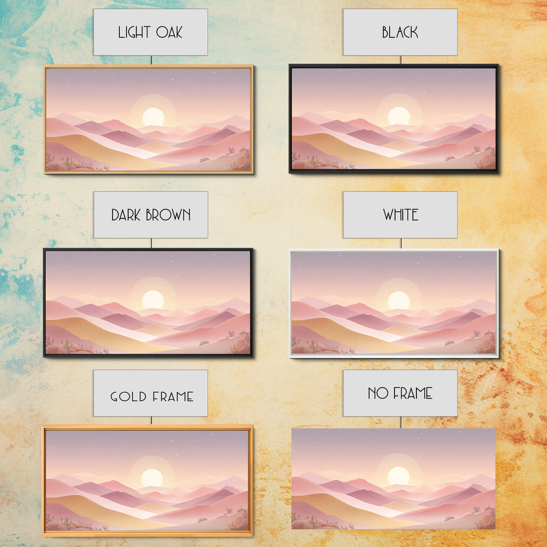 Pastel Layered Mountain Sunrise Wall Art, Minimalist Landscape, Pink Boho Decor, Nursery Art Print, Modern Home Decor Gift