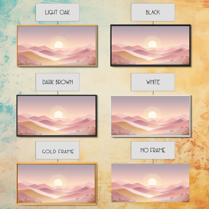 Pastel Layered Mountain Sunrise Wall Art, Minimalist Landscape, Pink Boho Decor, Nursery Art Print, Modern Home Decor Gift