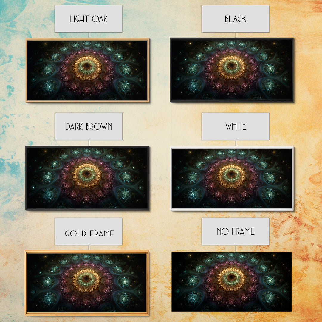 Magical Kaleidoscope Mandala Inspired Abstract Fractal Design Wall Art Modern Wall Decor Canvas Print Gift