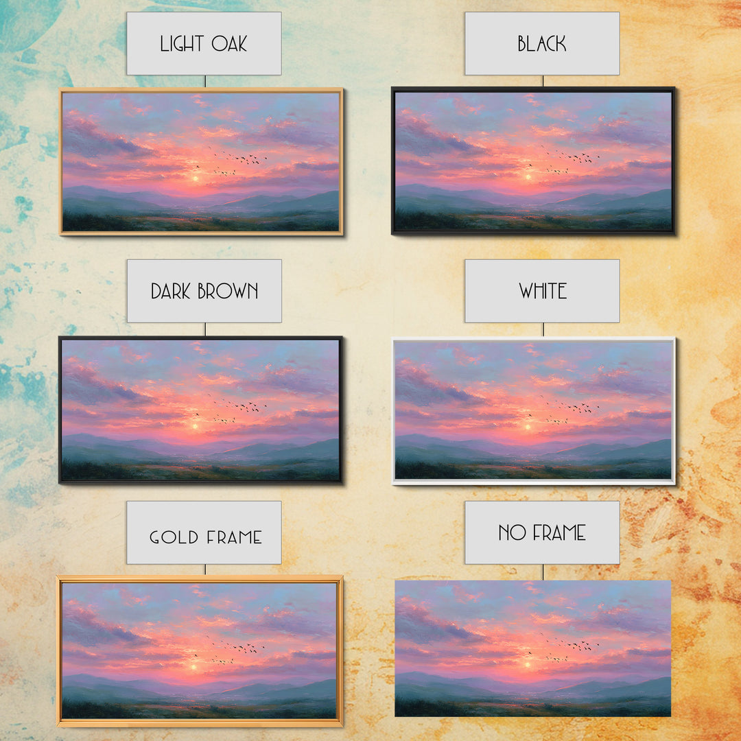Pink Sunset Mountain Valley Landscape Canvas Print, Misty Nature Wall Art, Large Living Room Decor, Peaceful Housewarming Gift