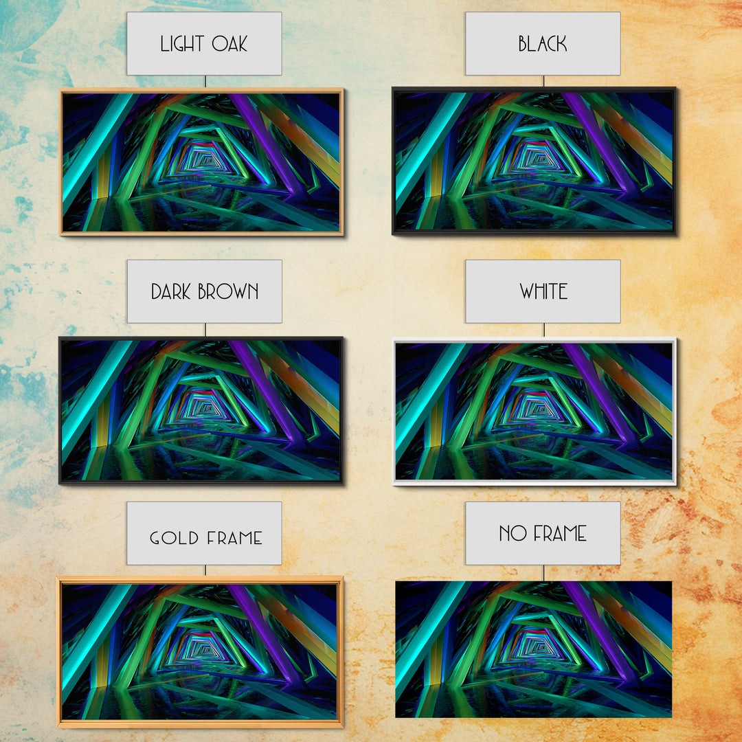 Vibrant Starry Night Skyline Reflection Neon Cityscape Digital Wall Art Canvas Print Modern Home Decor