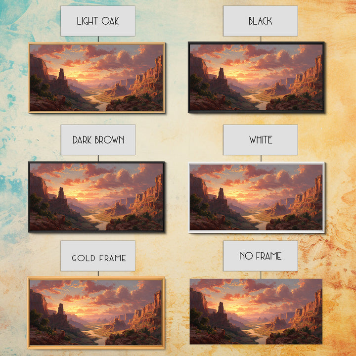 Sunset Over Monumental Canyon With Orange Glow In Dramatic Sky Large Wall Art Original Landscape Canvas Print
