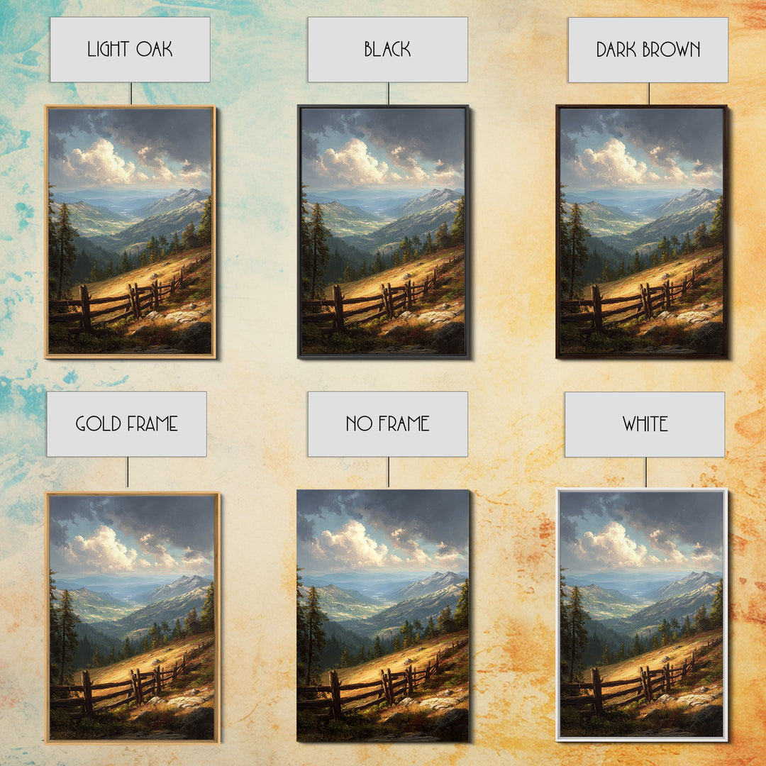 Tranquil Mountain Valley Scenic Landscape Oil Painting Print Wall Art For Living