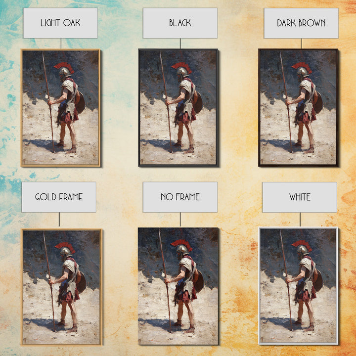Solitary Roman Guard With Spear Wall Art, Ancient Soldier Canvas Print, Historical Warrior Decor, Masculine Office Art Gift