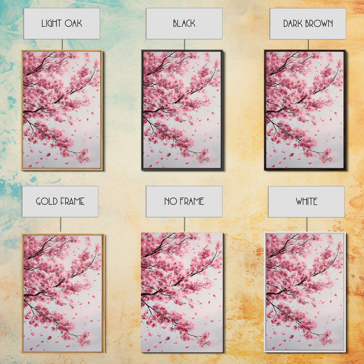Pink Cherry Blossom Branches Canvas Print, Japanese Wall Art, Botanical Wall Decor, Spring Bedroom Decor, Feminine Gift For Her