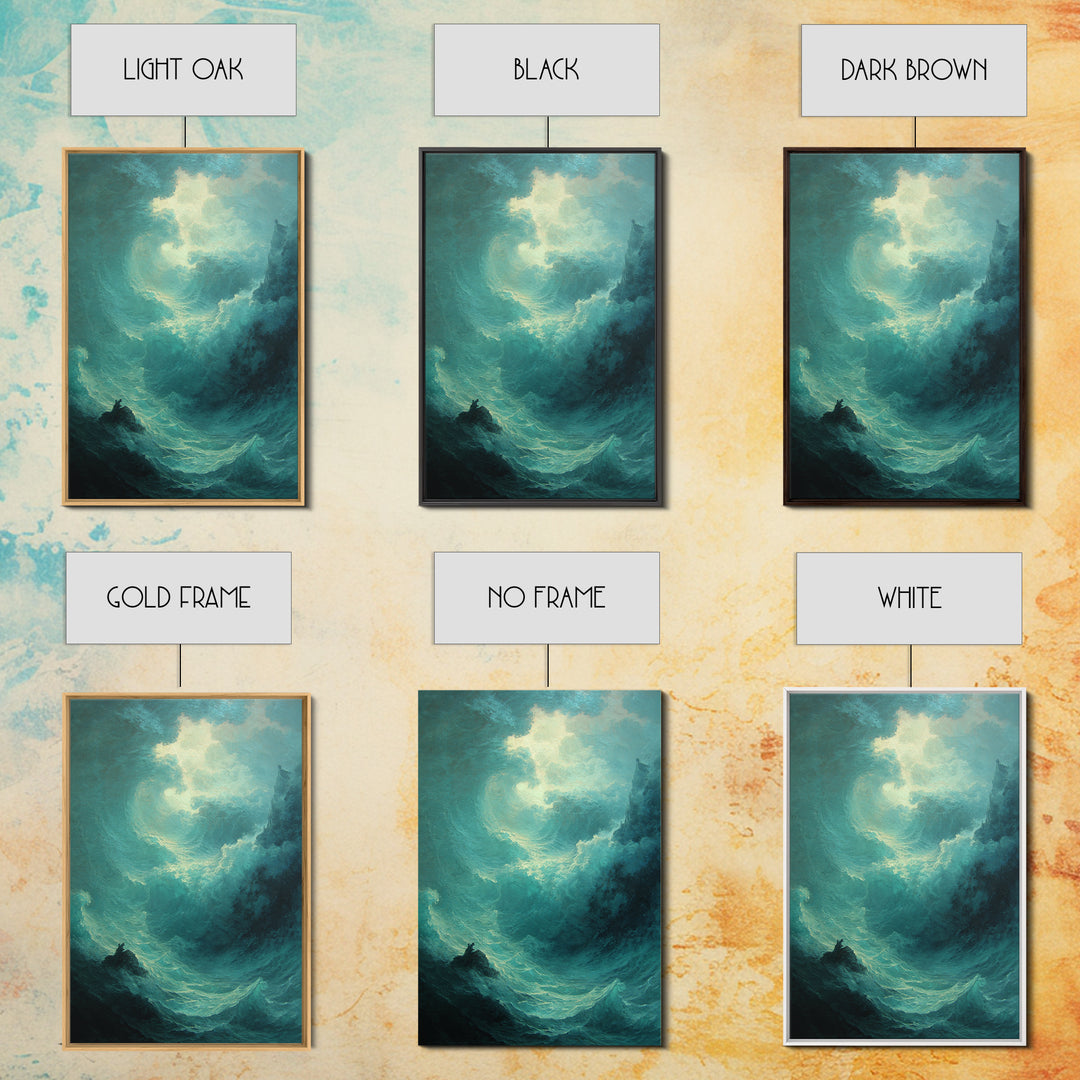 Stormy Turquoise Ocean Wave Canvas Print, Dramatic Seascape Wall Art, Coastal Nautical Decor, Large Beach House Art For Living Room