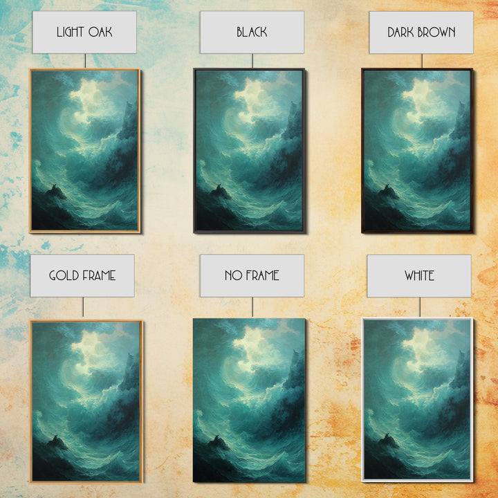 Stormy Turquoise Ocean Wave Canvas Print, Dramatic Seascape Wall Art, Coastal Nautical Decor, Large Beach House Art For Living Room