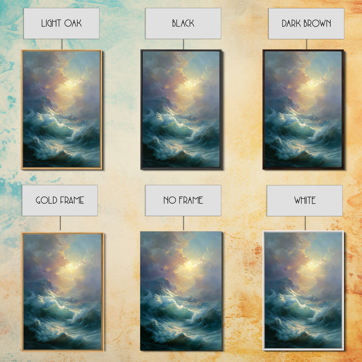 Stormy Ocean Wave Wall Art, Dramatic Seascape Oil Painting, Coastal Canvas Decor For Living Room And Beach House Gift Idea
