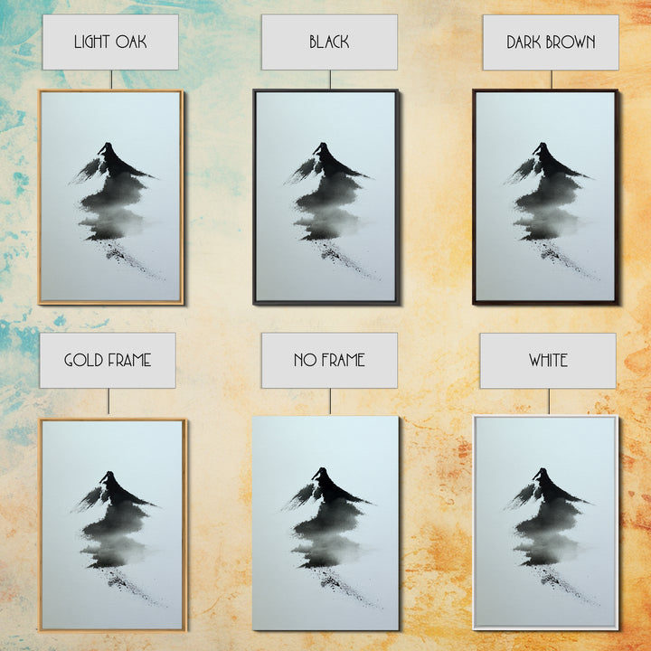 Minimalist Japanese Ink Mountain Painting With Zen Brush Strokes Modern Wall Art For Tranquil Home Decor
