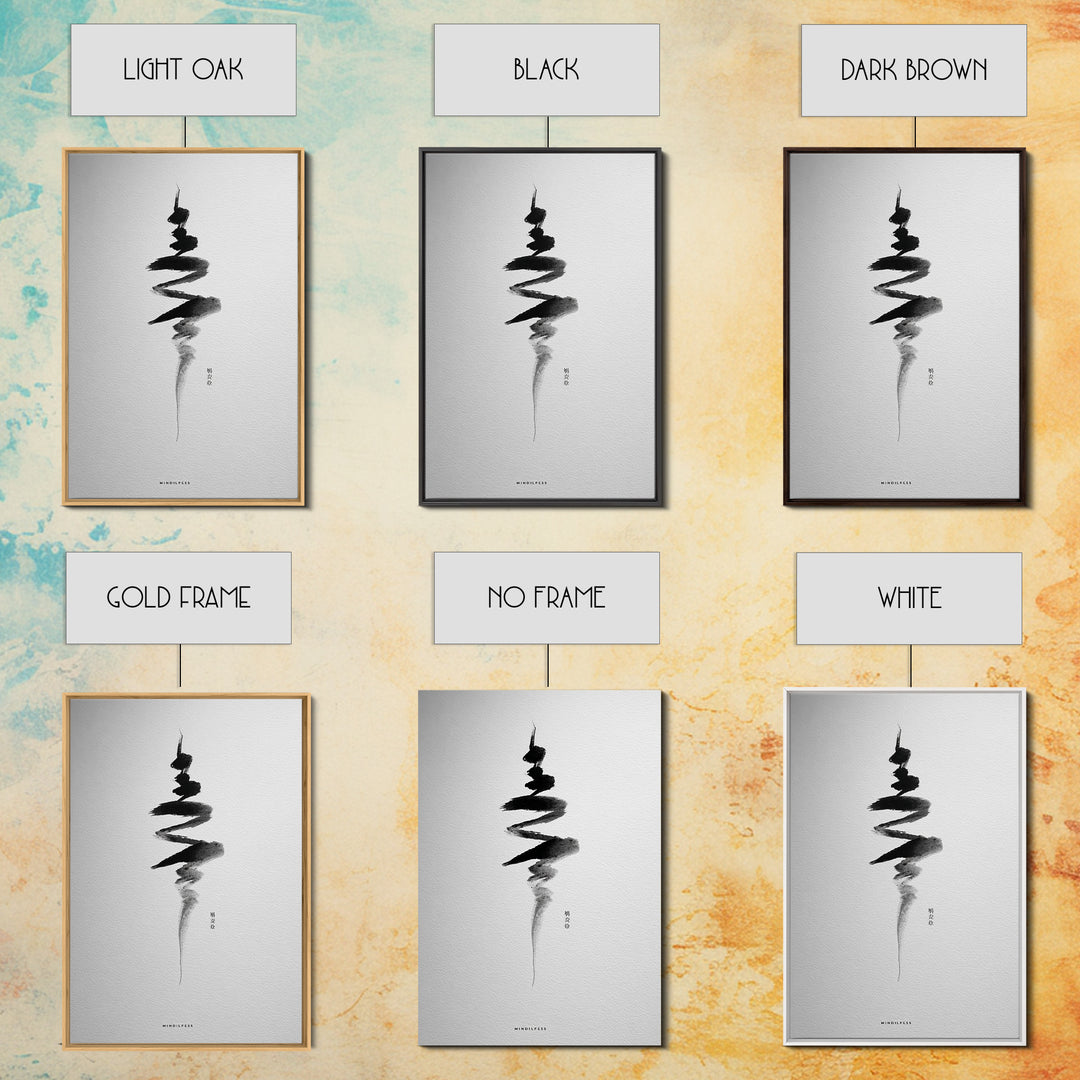 Minimalist Zen Calligraphy Ink Painting Contemporary Wall Art Print For Meditation Space And Modern Home Decor