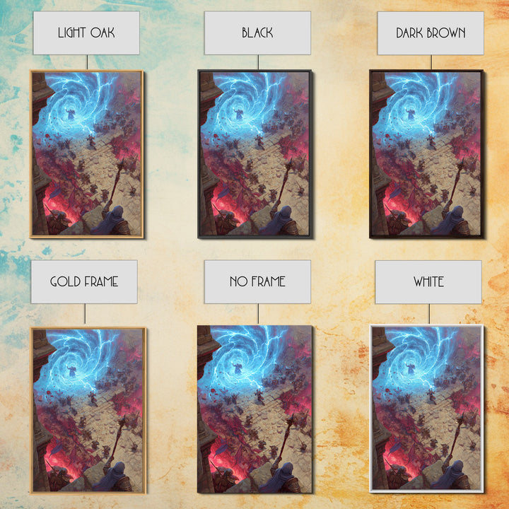 Epic Fantasy Battle Portal Canvas Print, Lightning Magic, Dungeons And Dragons Wall Art, Gaming Room Decor, Gift For Gamer