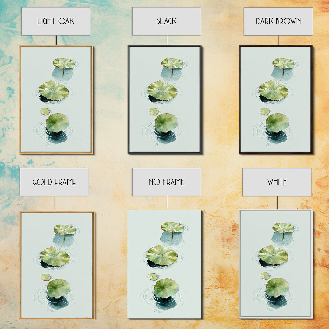 Botanical Watercolor Art Of Floating Lotus Leaves Calm Minimalist Wall Art Print For Nature Inspired Home