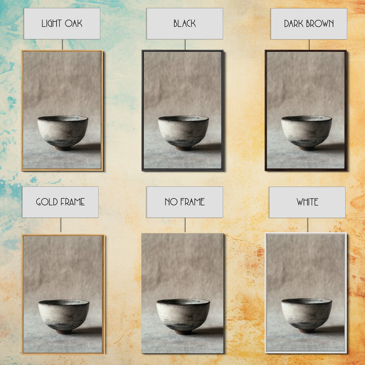 Handcrafted Rustic Ceramic Bowl With Earthy Glaze Textures Minimalist Wall Art Clay Pottery For Kitchen Decor Framed Canvas Print