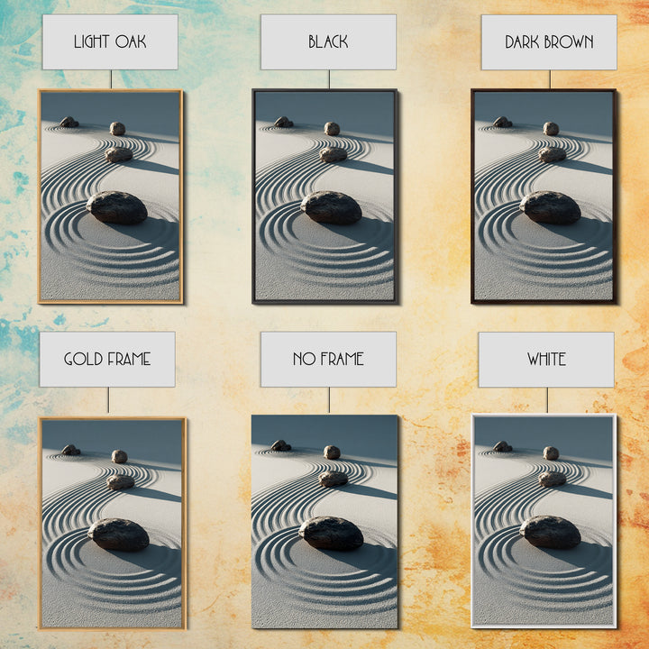 Calming Japanese Zen Garden With Rocks And Sand Minimalist Wall Art Modern Canvas Print