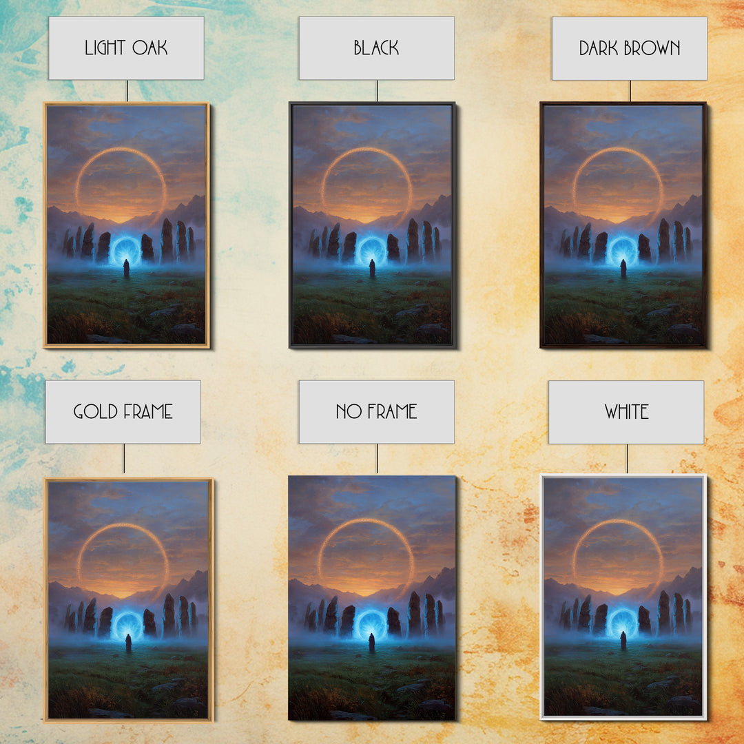 Glowing Portal Stone Circle Wall Art, Mystical Fantasy Canvas Print, Celestial Landscape Decor, Spiritual Gift For New Home