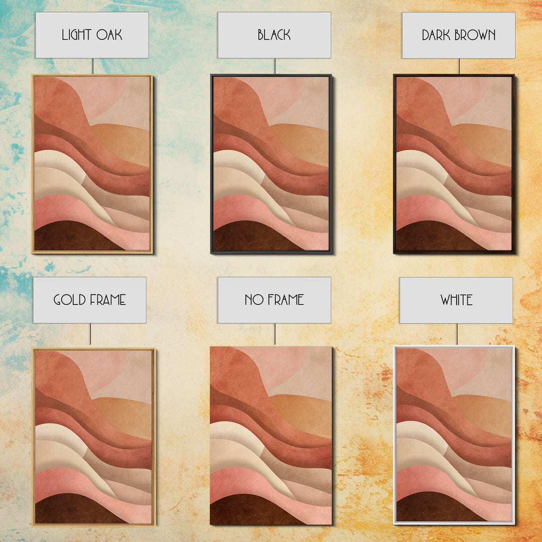 Terracotta Abstract Waves Canvas Print, Earth Tone Wall Art, Neutral Boho Decor, Modern Minimalist Bedroom Art Gift For Her