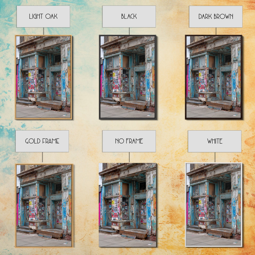 Urban Street Scene With Graffiti And Distressed Building Photography Wall Art Print