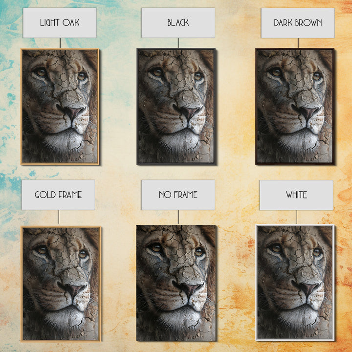 Detailed Lion Face Closeup Wildlife Wall Art Prints Majestic Animal Art Framed Canvas Print