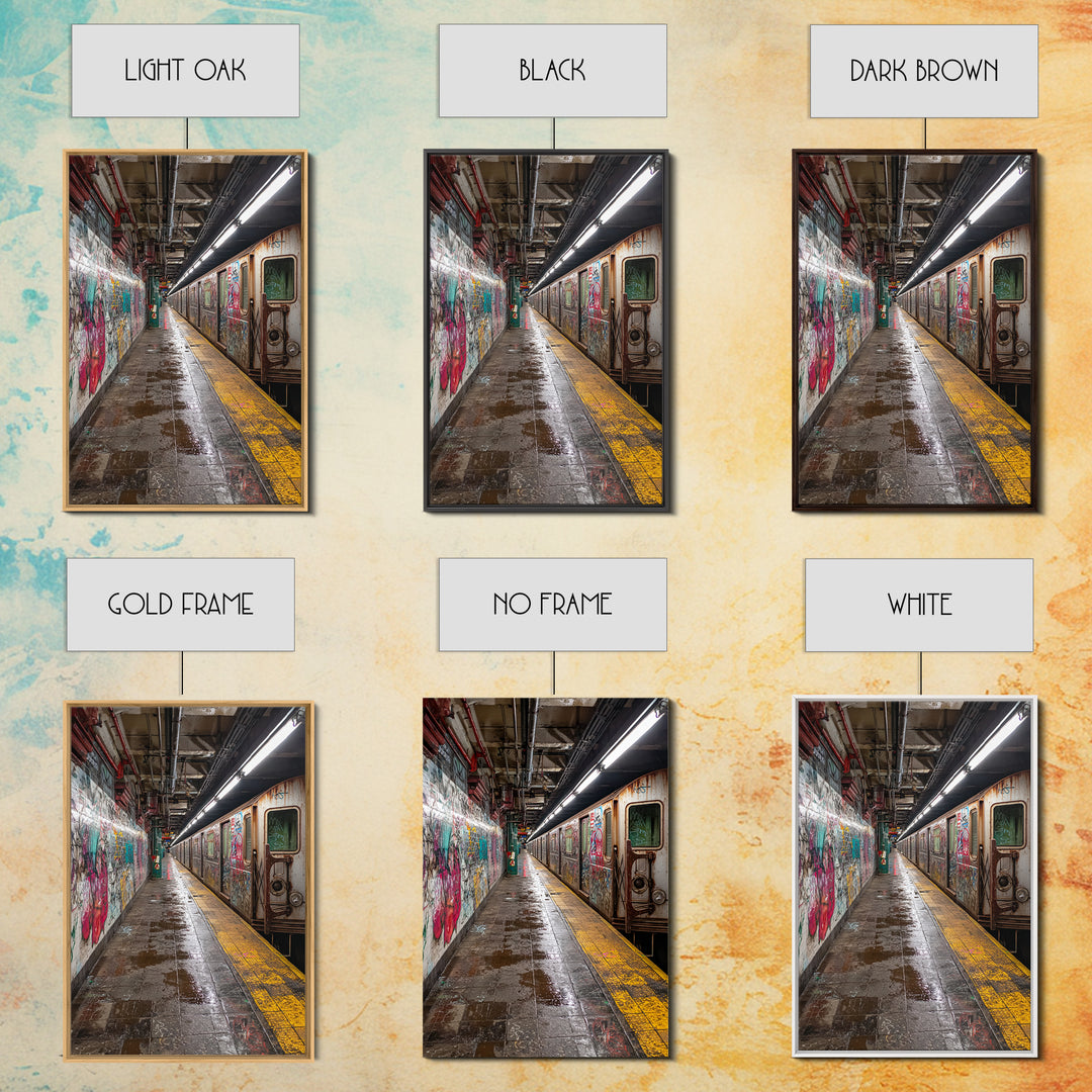 Urban Underground Subway Station Art With Vibrant Graffiti Wall Art Framed Canvas Print For Trendy Home Decor