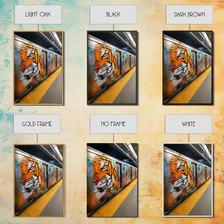 Expressive Tiger Graffiti Street Art Urban Wall Art Vibrant Subway Canvas Print For Edgy Home Decor And Wall Decor