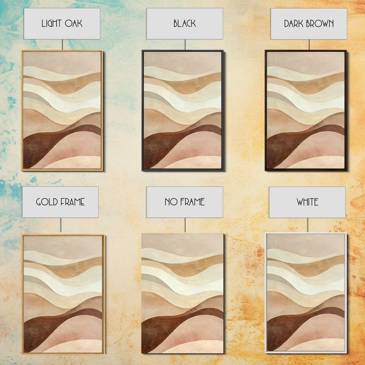 Neutral Wavy Abstract Landscape Wall Art, Earth Tone Canvas Print, Beige Boho Modern Living Room Bedroom Decor, Large Wall Decor