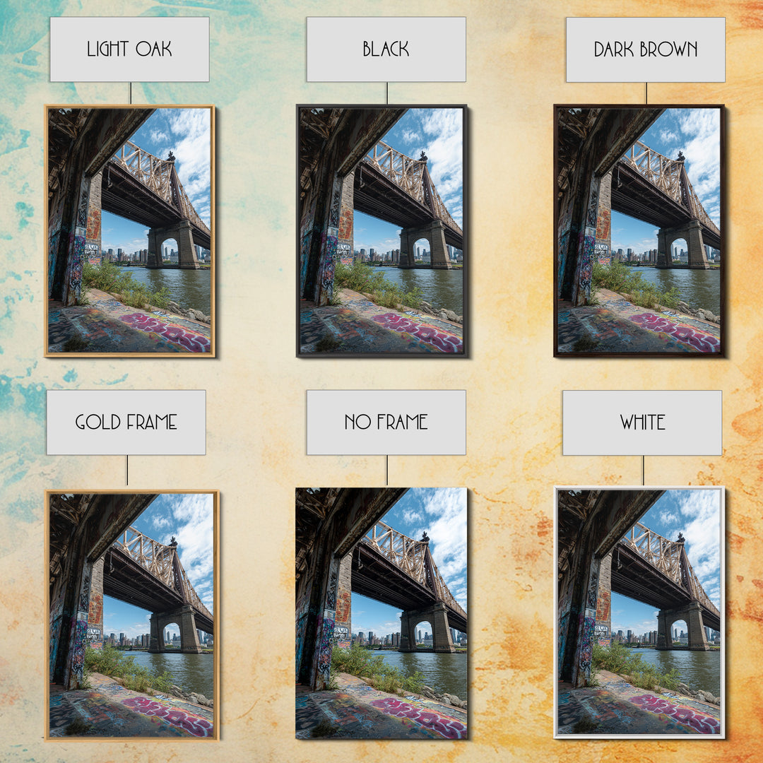 Urban Bridge And Graffiti Wall Over River Cityscape Photography Canvas Print Wall Art For Living Room Or Office Decor