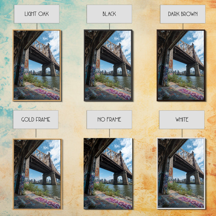 Urban Bridge And Graffiti Wall Over River Cityscape Photography Canvas Print Wall Art For Living Room Or Office Decor