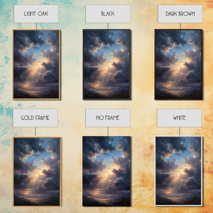 Stunning Sunset Sky With Dramatic Clouds Wall Art Framed Canvas Print For Home Decor And Living Room