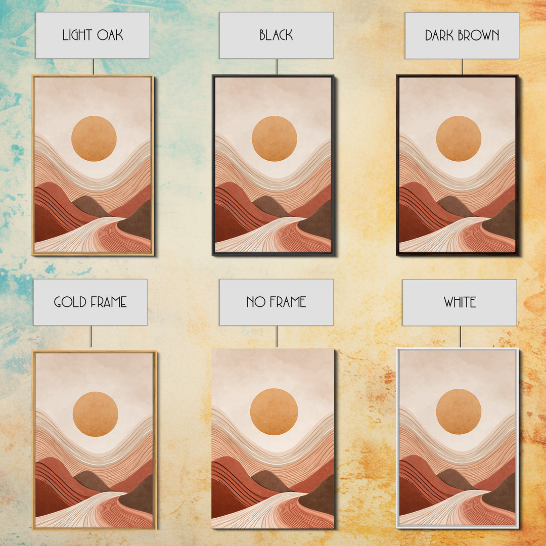 Terracotta Wavy Desert Hills Canvas Print, Abstract Landscape Art, Earth Tone Decor, Modern Wall Art For Living Room, Boho Home Decor