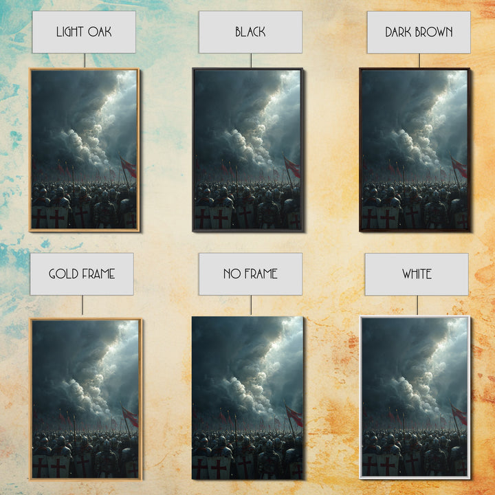 Epic Medieval Knights Battle Scene Dramatic Stormy Sky War Painting Wall Art Canvas Print