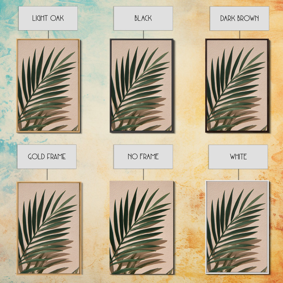 Green Palm Leaf Botanical Canvas Print, Tropical Wall Art, Coastal Home Decor, Minimalist Nature Print For Living Room, Modern Wall Decor