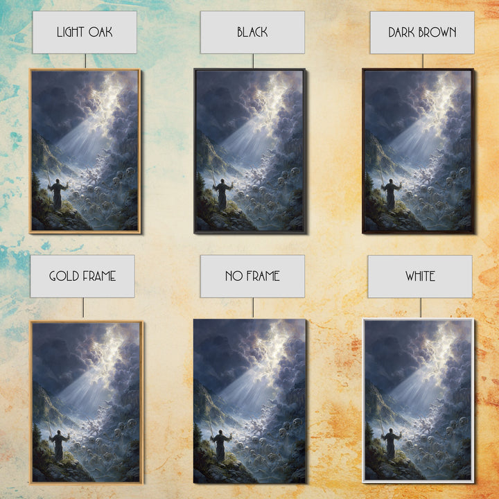 Mystical Angelic Figure Surrounded By Glowing Clouds Spiritual Wall Art Framed Canvas Print For Meditation Spaces