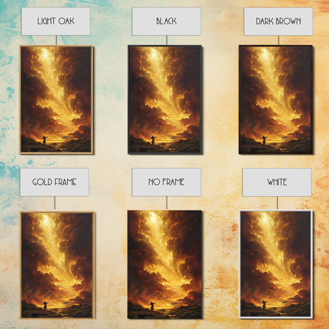 Dramatic Fiery Sunset Landscape Wall Art Canvas Print For Living Room Home Decor And Office Space
