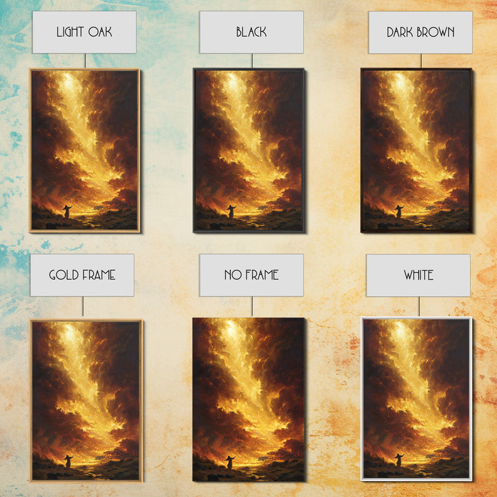 Dramatic Fiery Sunset Landscape Wall Art Canvas Print For Living Room Home Decor And Office Space