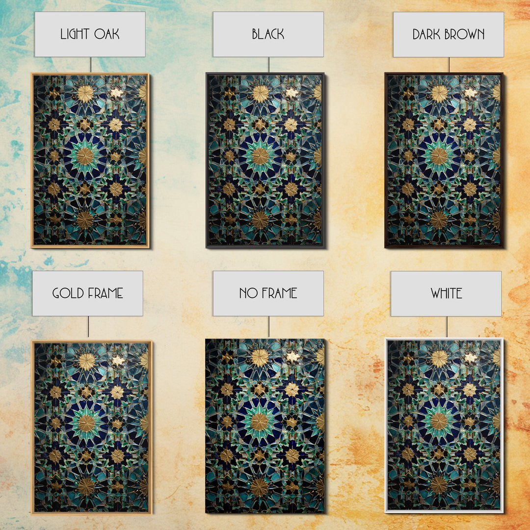 Intricate Moroccan Tile Pattern Photography Wall Art Print Framed Canvas Print For Boho And Mediterranean Decor