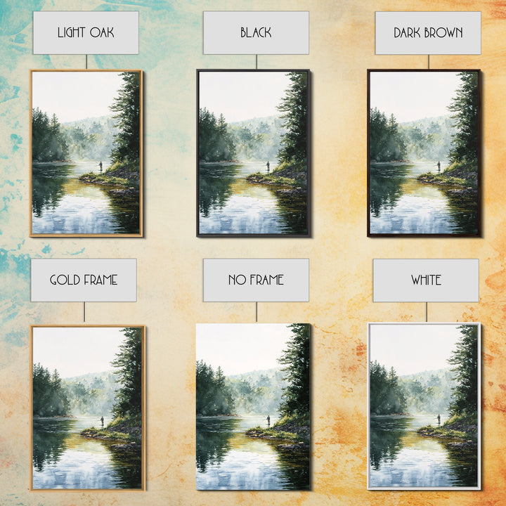 Serene Figure Reading Quran In Lush Green Nature Landscape Spiritual Painting Fine Art Framed Canvas Print For Meditation Room Decor