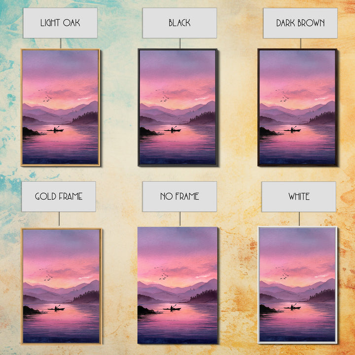 Majestic Sunset Over Historic Town With Tower Framed Canvas Print European Village Landscape Wall Art For Rustic Home