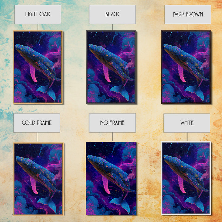 Celestial Whale In Space Canvas Print, Cosmic Ocean Animal Art, Fantasy Wall Art, Nursery Decor, Colorful Galaxy Poster Print