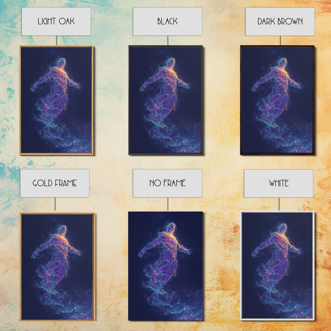 Ethereal Vibrant Abstract Figure Art Print With Neon Colors And Starlight Effects Contemporary Wall Art Print