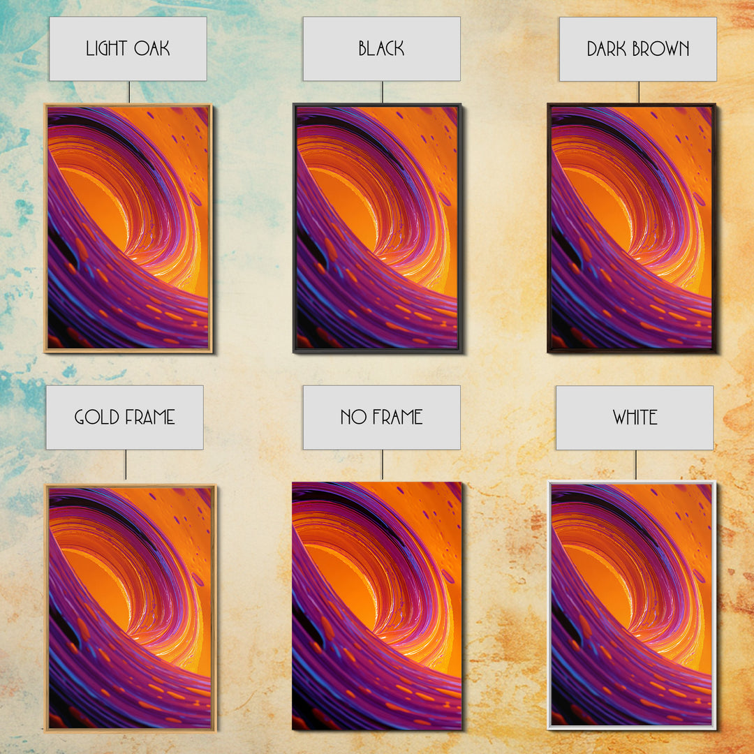 Abstract Orange And Purple Swirl Modern Wall Art Contemporary Digital Canvas Print For Trendy Home Decor And Office