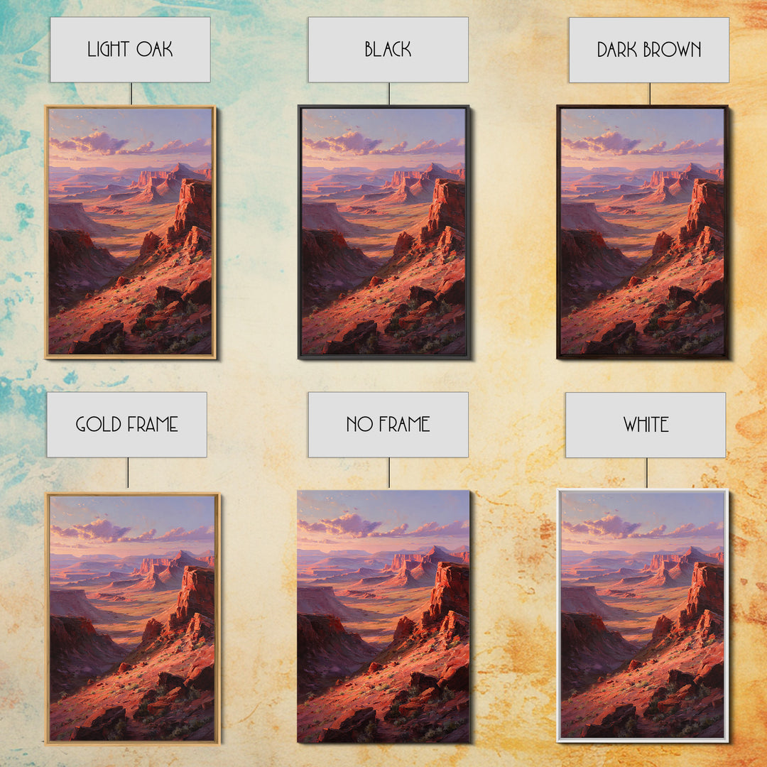 Grand Canyon Red Rock Landscape Painting Framed Canvas Print For Southwestern Wall Art And Rustic Home Decor