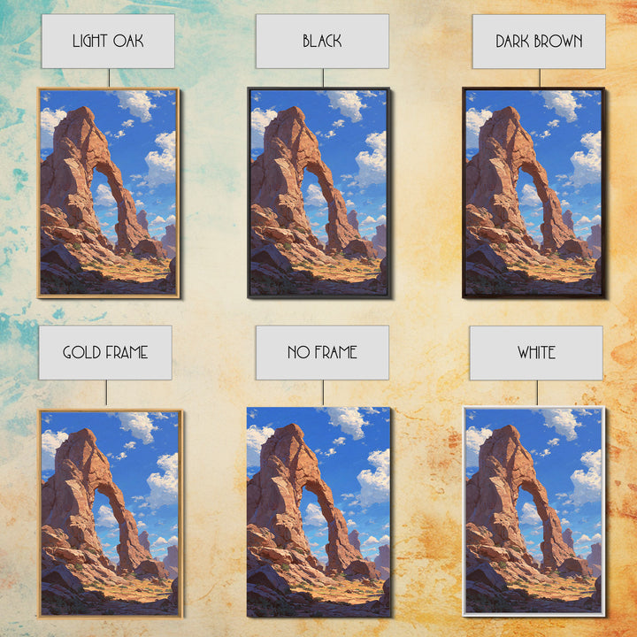 Natural Rock Arch Formation Scenic Desert Landscape Oil Painting Wall Art Print