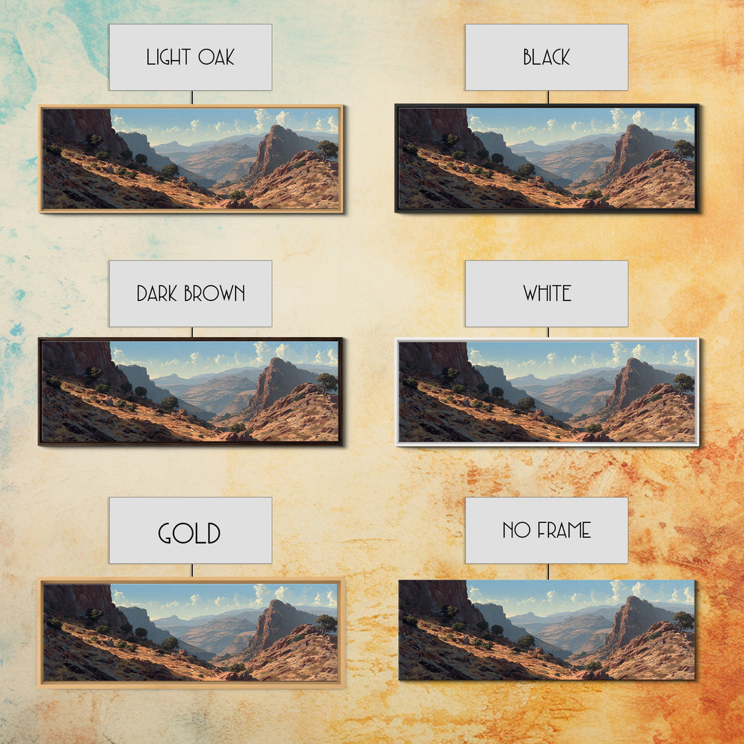 Sunlit Desert Canyon Landscape Wall Art, Southwestern Mountain Canvas Print, Rustic Nature Decor, Large Horizontal Office Print
