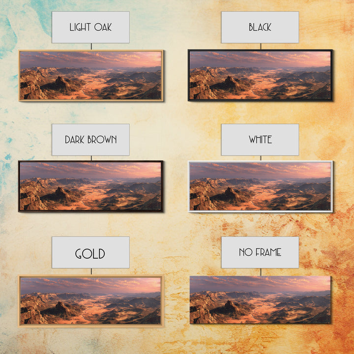 Golden Desert Valley Wall Art, Panoramic Mountain Landscape Canvas Print, Southwestern Home Decor, Large Above Sofa Art Print