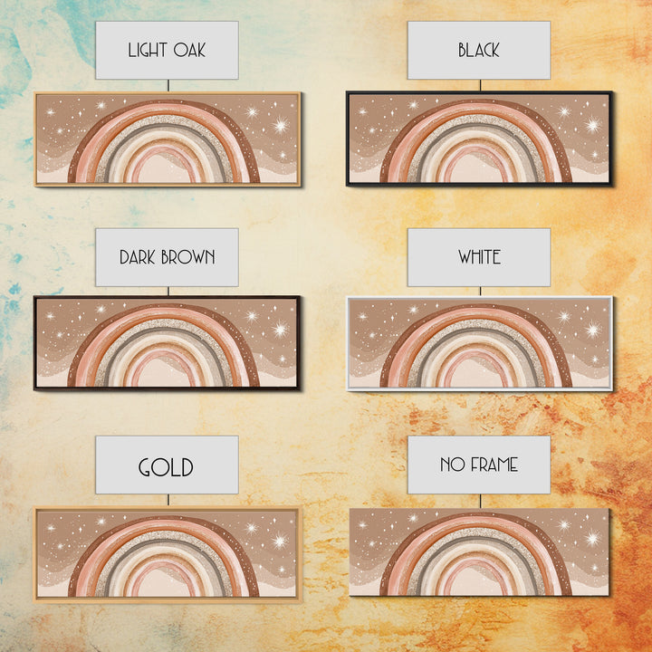 Boho Neutral Rainbow With Stars Wall Art, Pastel Nursery Decor, Earth Tone Above Bed Print, Kids Room Canvas Decor, Baby Shower Gift