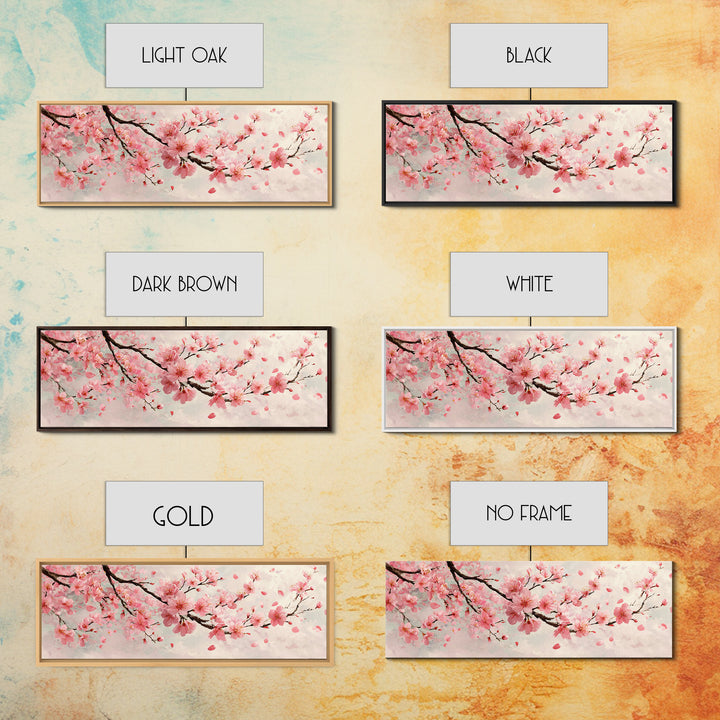 Pink Cherry Blossom Branch Wall Art, Japanese Floral Canvas Print, Spring Botanical Decor, Feminine Bedroom Artwork Gift
