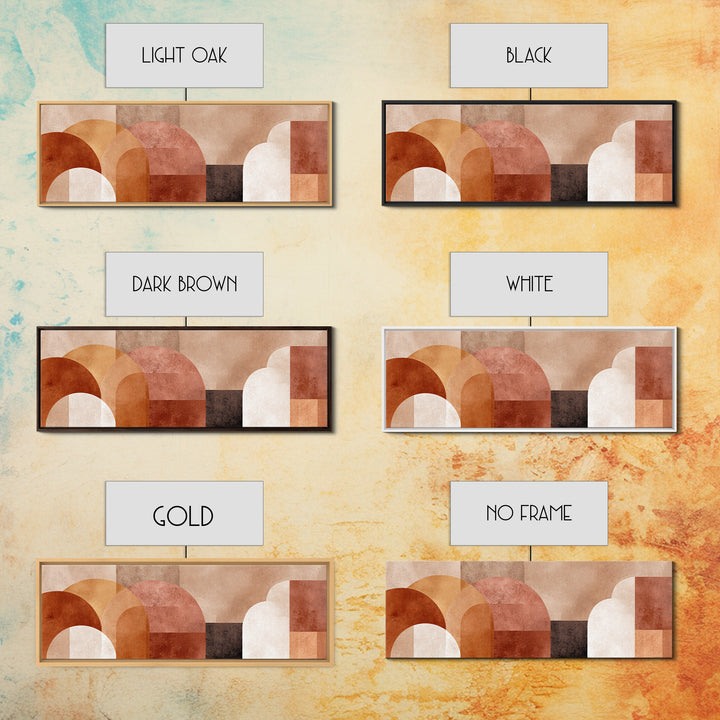 Terracotta Geometric Arches Wall Art, Neutral Abstract Shapes, Boho Modern Art Home Decor, Mid Century Framed Canvas Print